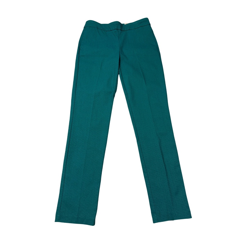 Crown & Ivy Capri Pants Turquoise Teal Textured Pull On Women Size 4 Preppy